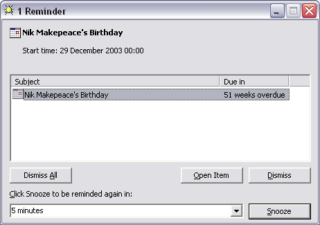 Nik's Birthday Reminder